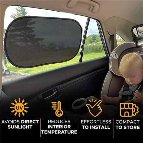 Baby Car Window Shades - 20"x12" (4 Pack)  Window Sun Shade with Total Sun Glare - Picture 3 of 6